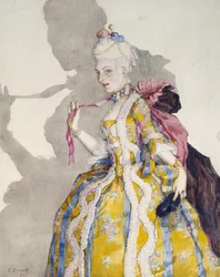 Design for a Costume of a Marquise for the Ballerina Tamara Karsavina, 1924